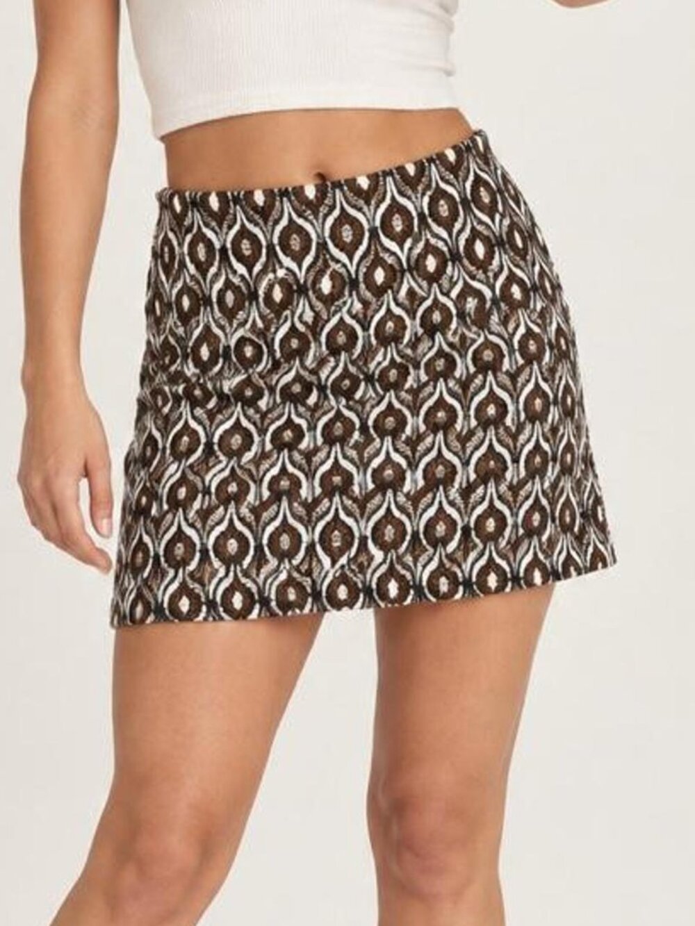 Promod Allover Print Mini Skirt Geometric Print Size Medium 8 EU/FR 40